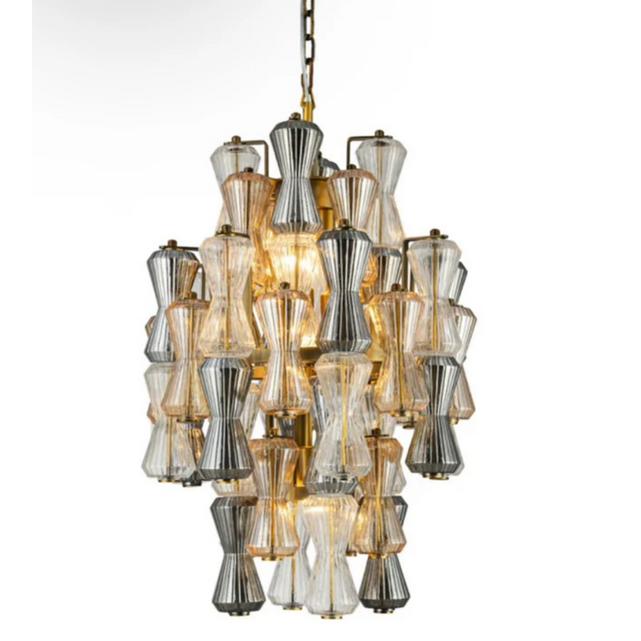 Chandelier with glass shades on a white background